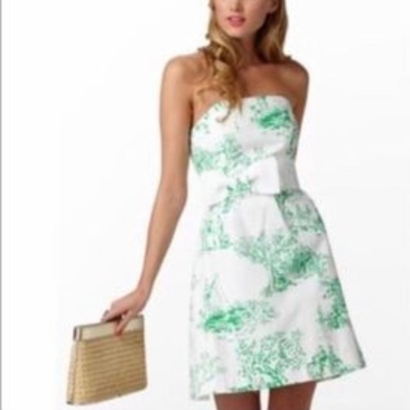 Lilly Pulitzer Dresses & Skirts - Lilly Pulitzer Strapless dress in Resort White Spring Fever Toile size 8